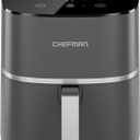 Chefman TurboX 4-in-1 Air Fryer, 5-Quart Airfryer for Extra Crispy Chicken, Fries, Wings, and More, Air Fry, Bake, Reheat, and Frozen Functions, Digital Touch Controls, Dishwasher Safe - Gray