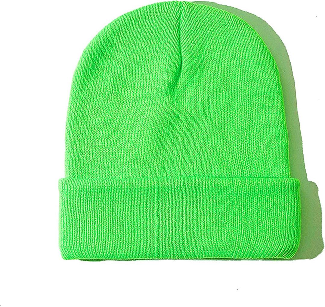 Ruqizhi Beanie Hats for Men Women Slouchy Beanie Hats Winter Knit Cuffed Beanie Soft Hat (1pack-neon Green)