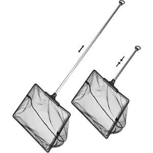 Aquarium Fish Net 10.8"x16.3" Rectangular Fish Net with 5.5"-16.3" Handle | Fine Mesh Nylon Fish Tank Accessory with Extendable Telescopic Plastic Handle