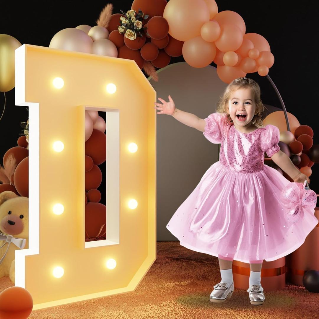 imprsv 3FT Block Marquee Letters, Light Up Letters for Birthday, Baby Shower, Wedding & Engagement Parties, D