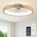 Fszdorj 20'' Low Profile Ceiling Fan with Light and Remote, Fandelier Wood