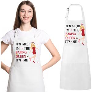 Christmas Funny Aprons for Women with Pockets Cute Kitchen Cooking Baking Aprons Christmas Birthday Gifts for Women Baker Mom Wife Girlfriend Chef