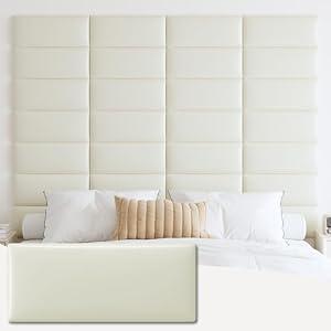 IFNOW Wall Mounted Headboard, Peel and Stick Panels, White, King