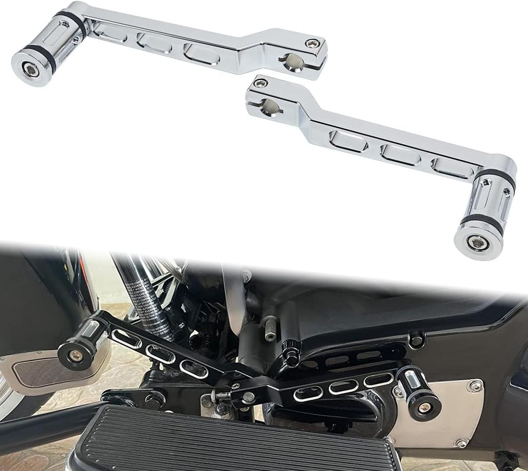 Heel Toe Shift Pegs, Aluminum Front and Rear Levers w/Shifter Pegs for Harley 1986-2017 FL Softail,1988-2025 Touring Road King Road Glide Street Glide Electra Glide,2008-2025 Trike,Chrome