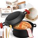 Cast Iron Dutch Oven for Bread Baking, Banneton Bread Proofing Basket Sourdough Bread Baking Supplies, 2-in-1 Dutch Oven Pot with Skillet Lid Cooking Pan Handles Lame, 5QT