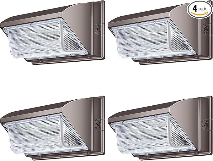 ledmo LED Wall Pack Light, 15840LM Super Bright Commercial Outdoor Floodlight, 5000K IP65 Waterproof Wallpack Business Security Lighting for Yard Barn Building 120W 4Pack No Photocell