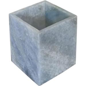 Natural Marble Stone Square Storage Container Empty Vessel Holder Cup for Candle/Pens/Sundries items (Blue Crystal Marble)