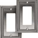 Henne Bery Sunken Pearls Decorative Wall Plate Switch Plate Outlet Cover (Single Decorator, 2 Pack, Heirloom Silver)