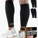 Doctor's Select 2 Pairs Copper Calf Compression Sleeve - Leg Compression Sleeves for Women & Men, Shin Splint Relief