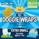 Bodhi Dog Disposable Male Dog Diapers - Super Absorbent, Leak-Proof Pee Wraps - Adjustable Fit, Comfortable Design, Advanced Moisture Control, and Wetness Indicator - Extra Small (20 Count)