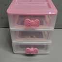 Pink 3-Tier Desk Organizer  Compact Plastic Storage Box for Makeup, Jewelry, School Supplies & Art Crafts  Desktop Tidy for Bedroom Vanity or Dorm Room (Classical)