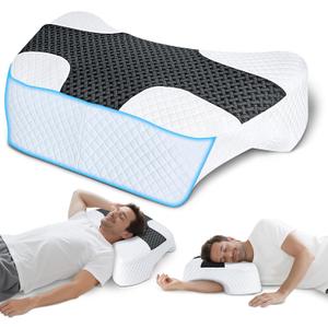 SAHEYER Side Sleeper Pillow with Arm Hole, Upgraded Memory Foam Shoulder Pillow for Neck Pain Relief, Adjustable Multi-Angle Arm Tunnels Support for Adults Pressure-Free Sleep (Black)