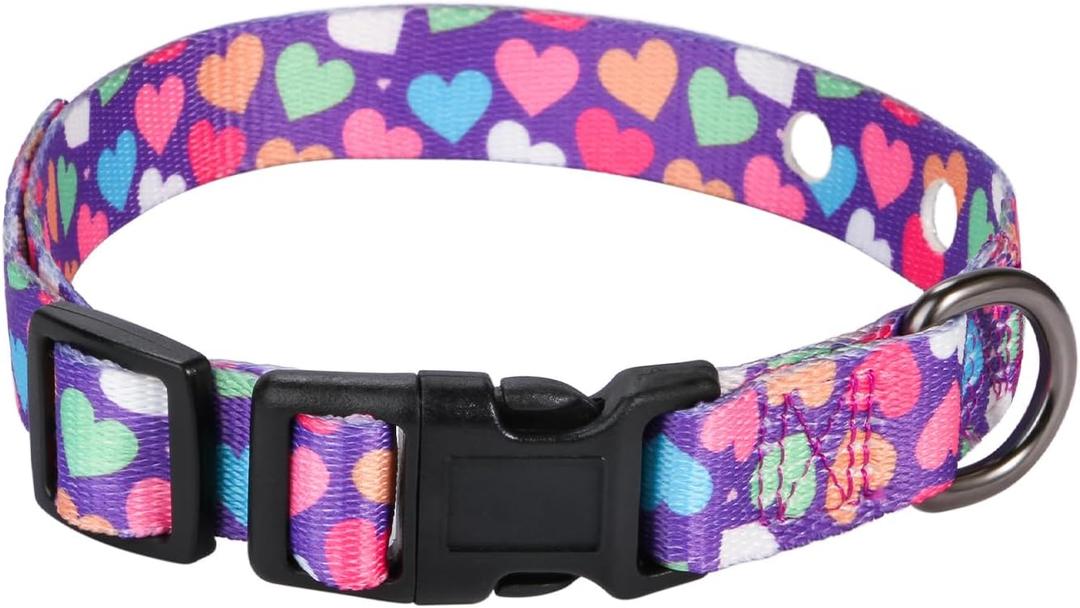 Rhea Rose 1 Inch Replacement Collar Strap Shock Collar with 2 Holes, Compatible with Nearly All Brands and Models of Underground Electric Dog Fences and Training Collars, Heart Print Pattern