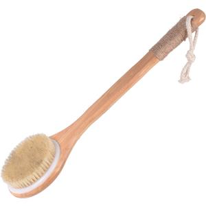 Chikoni Dry Bath Body Brush Back Scrubber with Anti-Slip Long Wooden Handle, Natural Bristles Body Massager, Perfect for Exfoliating, Detox and Cellulite, Blood Circulation, Good for Health