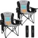 KingCamp Oversized Camping Folding Chair, Heavy Duty 450 LBS with Lumbar Support, Padded seat with Cup Holder&Cooler Bag, Ideal for Camp, Fishing, Sports Event, Backyard, Patio, Lawn, Large