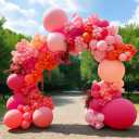 Pink and Rose Red Balloons Garland Double Stuffed Baby Pink Balloons Different Sizes Macaron Orange Latex Arch Kit for Birthday Baby Shower Wedding Anniversary Party Decorations