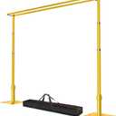 8.9x10ft Pipe and Drape Backdrop Stand, Double Crossbar, Heavy Duty Adjustable Background Frame with Metal Base for Parties Photography Wedding Photoshoot Decoration - Gold