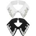Geyoga 2 Pcs Dickey Rhinestones Collar for Women Detachable Fake False Collar Choker White Black (Classic Style)
