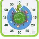 TWENTY5 SEVEN Countdown Timer 7.5 inch, 60 Minute 1 Hour Visual Timer for Classroom Teaching Tool Office Meeting, Mechanical Countdown Clock for Kids Exam Time Management Magnetic, Green Dinosaur