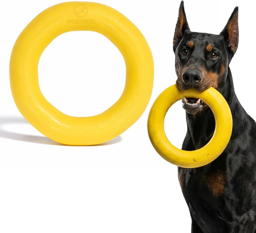 Giant XL Virtually Indestructible Dog Ring - Lifetime Replacement - Tough, Durable Chew Toy for Aggressive Chewers - Safe Non-Toxic Natural Rubber - Chew, Tug, Fetch - Large - 9"x2", 2.25lbs