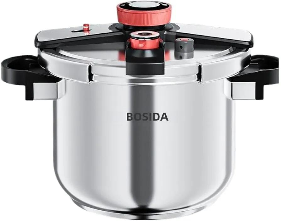 Stainless Steel Pressure Cooker Secure locking System, One Hand System, Cookware, Pots and Pans, Kitchen, Dishwasher Safe, Steam Rack Included (8 Quarts)