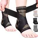 JIUFENTIAN Copper Ankle Brace Adjustable Compression Sleeve (Pair)-Ankle Support Heel Brace for Achilles Tendonitis, Plantar Fasciitis-Eases Swelling and Sprained Ankle(Large)