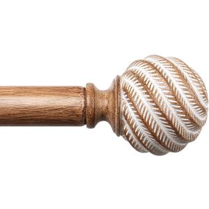 Wood Curtain Rods for Windows 66 to 120 Inches, TONIAL 1'' Adjustable 32-120 Inch Long Drapery Rod with Wood Grain Leaf Pattern Finials, Boho Decorative Style for Living Room, Bedroom, Outdoor, Brown Wood Curtain Rods for Windows 66 to 120 Inches, TONIAL 1'' Adjustable 32-120 Inch Long Drapery Rod with Wood Grain Leaf Pattern Finials, Boho Decorative Style for Living Room, Bedroom, Outdoor, Brown