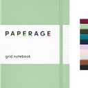PAPERAGE Graph Paper Journal Notebook, (Sage Green), 160 Pages, Medium 5.6 in x 8 in - 100 GSM Thick Paper – Hardcover Grid Notebook for Work or School
