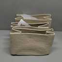 Rope storage Basket Bins Woven Basket for Organizing Shelves 15X10X9.3" Rectangle Decorative Baskets For storage Clothes Toys Books Towels Nursery basket organizer 3 pack Oatmeal