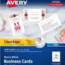 Avery Clean Edge Printable Business Cards with Sure Feed Technology, 2" x 3.5", White, 1,000 Blank Cards for Inkjet Printers (08870)
