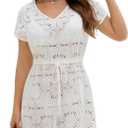 VIMPUNEC Swimsuit Coverup for Women Lace Eyelet Bathing Suit Cover Up Summer Casual Beach Dresses