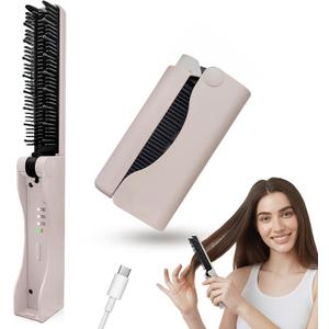 Cordless Hair Straightener Brush - Foldable - Travel Design