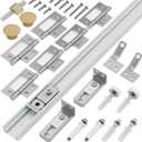 Closet Bifold Door Hardware & 60 Inch Track Kit, Folding Doors Bi-Fold Puertas Repair Replacement Kit for Bedroom Laundry, Parts with Rail Floor & Top Bracket Pivot Pin Guide Roller Hinge Knob