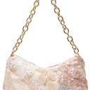 SHENHE Women's Floral Embroidered Sequin Handbag Glitter Metal Chain Shoulder Purse for Wedding Party Prom