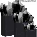 qiqee 10PCS Black Gift Bags with Ribbon Handles Mulit Assorted Sizes Gift Wide Bags (2pcs Large 13", 4pcs Medium 9.6", 4pcs Small 6.3",Tissue Paper)