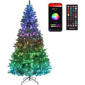 7.5ft Prelit Aritificial Christmas Tree with 400 LED Lights,Bluetooth Christmas Tree, Multicolor RGB Lights with App Control, 1477 Branch Tips, Easy to Assemble, for Christmas, Home, Party