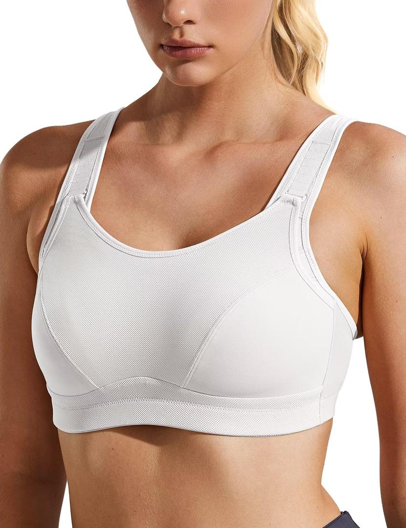 Wingslove Womens Sports Bras High Impact Adjustable Wireless Plus Size Sports Bra Full Figure Large Bust Workout Running Bra, White 38DDD