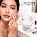 CJJKH 5 Pieces Body & Face Powder Puff with Container Set, 3.6Inch in diameter,Crystal Storage Case, 2 Soft Washable Velour Puffs and 2 Dual-Use Dry/Wet Puffs for Women, Baby, Face & Body Makeup