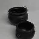 11" and 7.4 Package Large Easter Day, St. Patrick's Day, Halloween Black Plastic Witch Cauldron Kettle, Candy Holder, Party Favor Decoration