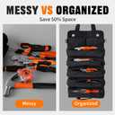Portable Foldable Roll Up Tool Bag, Heavy Duty Tool Organizer Bag with 5 Compartments & 2 Detachable Pouches for Tools Storage, Waterproof Tool Roll Bag for Dad Men Electrician Mechanic Gifts