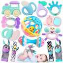 Baby Toys 0-6 Months - Baby Rattles Teething Toys 3-6 Month Infant Toys 6-12 Months Teether Toy 3 4 5 6 Month Old Newborn Essentials Must Haves Wrist Socks Toddler Stocking Stuffers Christmas Gifts