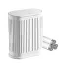 1.8 Gallon Bathroom Trash Can with Lid, Small White Stainless Steel Press Top Garbage Can, Removable Inner Bucket, Includes 60 Trash Bags