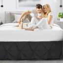 Nestl Pinch Pleat Twin Bed Skirt - 14" Drop, Premium Microfiber Black Bedskirt