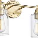 FEMILA Champagne Gold Bathroom Vanity Light, 2-Light Vanity Lighting fixtures, Modern Wall Sconce Bathroom Lighting with Claer Glass Shade, 4FYC56B-2W BG (14.3")