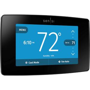 Emerson Sensi Touch Wi-Fi Smart Thermostat with Touchscreen Color Display, Works with Alexa, Energy Star Certified, C-wire Required, ST75 Black 5.625" x 3.4" x 1.17"