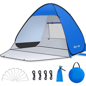 Pop Up Beach Tent Beach Shade Tent for 1-4 Persons Sun Shelter UPF 50+ Enclose Zipper Door Portable Easy Up Beach Tent
