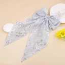 Glitter Hair Bows for Women Large French Sequin Hair Bows Clips Sparkly Hair Accessories Gifts for Women and Girls (Silver)