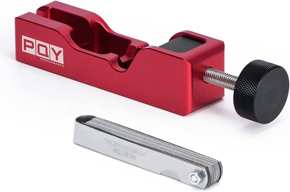 Universal Spark Plug Gap Tool with 32 Blades Steel Feeler Gauge, Spark Plug Gapper Gapping Tool Adjuster for Most 10mm 12mm 14mm 16mm Sparkplug Red