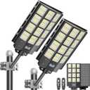 8000W Solar Street Light Outdoor Waterproof, 240000LM Solar Powered Parking Lot Lights Large Street Light Dusk to Dawn with Motion Sensor, LED Flood Light Wide Angle Lamp for Patio and Parkling Lot (Black)