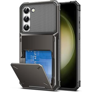 COOYA for Samsung S23 Case Wallet 5 Credit Card Holder Slot Flip Cover Galaxy S23 Wallet Case Back Pocket Dual Layer Protective Hard Shell TPU Rubber Bumper for Samsung Galaxy S23 6.1 Bronze Gunmetal